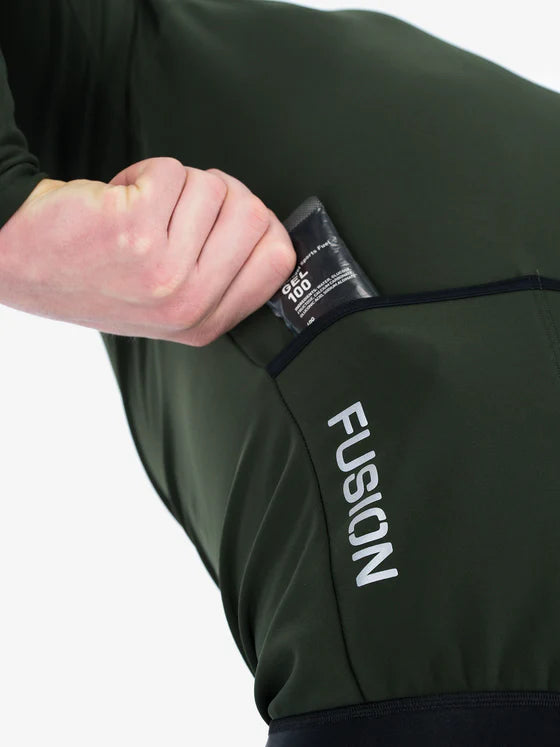 Fusion Men’s Thermal Cycling Jersey Bos Groen – Heren Fleece Fietsshirt