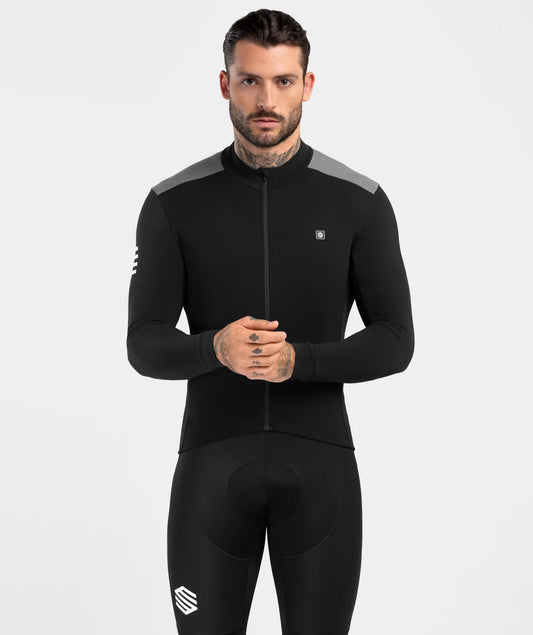 Siroko M4 Fleet Moss heren thermisch  fietsshirt lange mouwen zwart