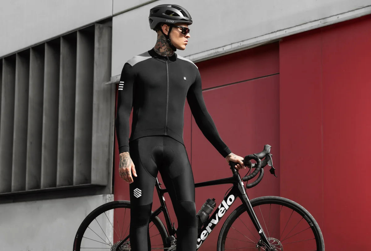 Siroko M4 Fleet Moss heren thermisch fietsshirt lange mouwen zwart