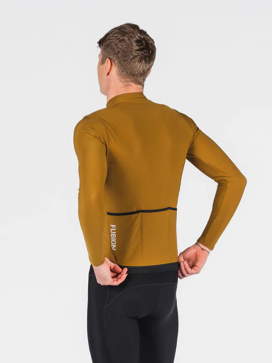 Fusion Men’s Thermal Cycling Jersey Mosterd – Heren Fleece Fietsshirt