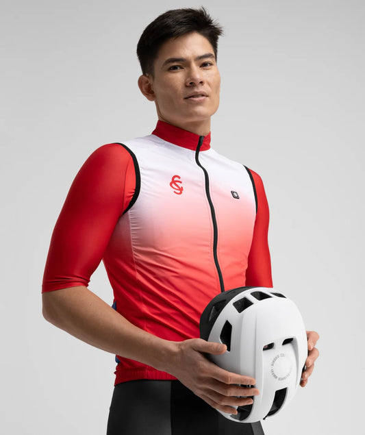 Siroko SC V1 Mareona RSG – Winddicht fietsvest (heren) rood/wit/blauw