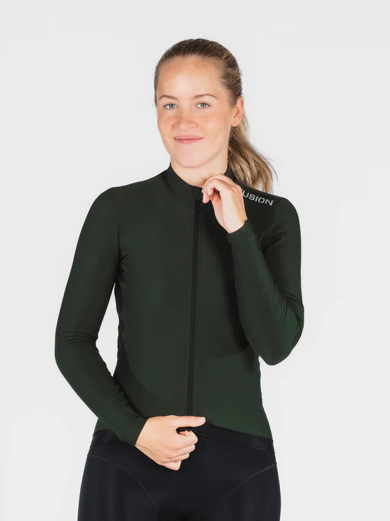 Fusion Women’s Thermal Cycling Jersey Bos Groen – Dames Fleece Fietsshirt