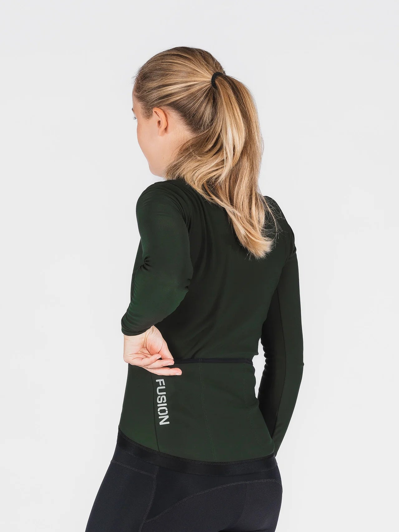 Fusion Women’s Thermal Cycling Jersey Bos Groen – Dames Fleece Fietsshirt